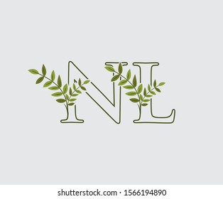 Letter N, L and NL Nature Leaf Logo Icon.