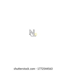 Letra N y lámpara, concepto de diseño combinado de logotipo de bulto