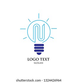letter N lamp idea logo vector