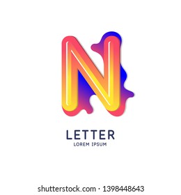 The letter N of the Latin alphabet. Display character in a bright contemporary style. Vector illustration