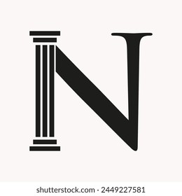 Letter N Law Logo Concept With Pillar Symbol