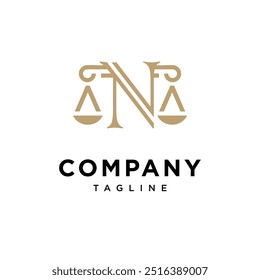 Letter N Law Scale Justice logo icon vector
