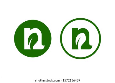 letter n with leaf concept for symbol or logo design ready to use