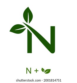 Letter N with a leaf concept. Very suitable in various natural business purposes also for icon, symbol, logo and many more.