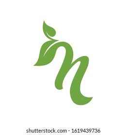 letter N with leaf concepts N logo template letter N icon nature logo template