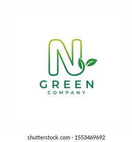 Letter N Leaf Growing Buds, Shoots Logo Vector Icon