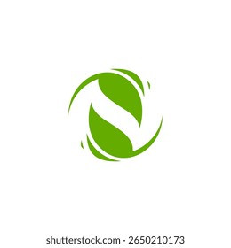 Letter N Leaf Logo. circle, leaves, botanical, green leaves, forest, land, nutrition, vegetables, vegetarian, beauty, farm
