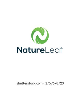 Letter n and leaf logo combination. Nature leaf logo design.