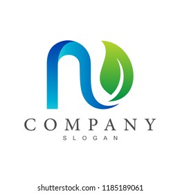 letter n with leaf logo design