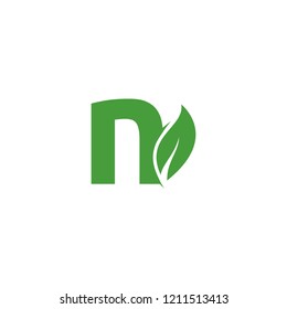 Letter N Leaf Logo Design Vector Template