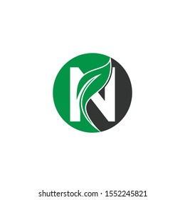 Letter n Leaf Logo Design Vector