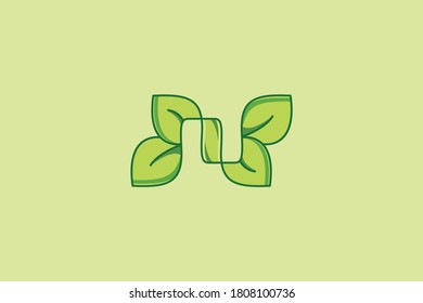 Letter N leaf logo design vector template