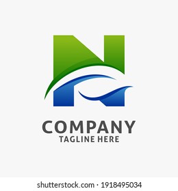 Letter N leaf logo design