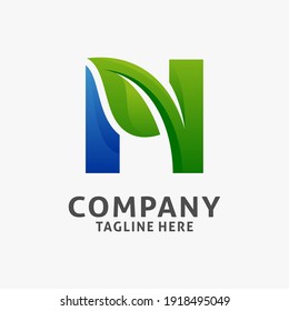 Letter N leaf logo design