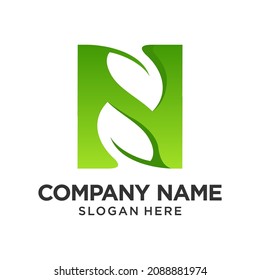 Letter N Leaf Logo Design Template Inspiration, Vector Illustration.