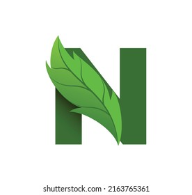 vector de diseño de logotipo de letra N leaf