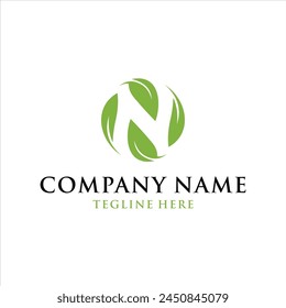 Letter N Leaf logo design vector template, design inspiration, icon