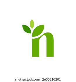 Letter N Leaf Logo. ecology, herbal, bio, green
