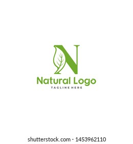 Letter N With Leaf Logo. Green leaf logo icon vector design. Landscape design, garden, Plant, nature and ecology vector. Ecology Happy life Logotype concept icon. Editable file.