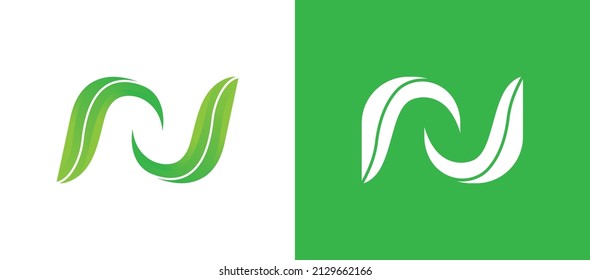 Letter N Leaf logo icon symbol. Vector logo template