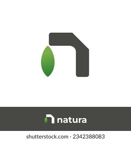 Letter n leaf logo identity. Simple initial n nature organic logo for business, brand identity, personal logo. Organic and floral