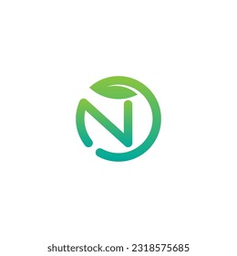 Letter N Leaf Logo, Nature, Icon, Vector