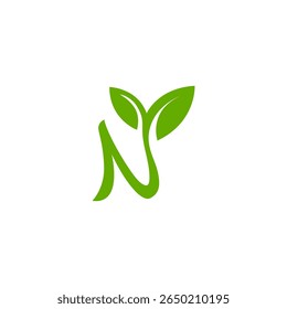 Letter N Leaf Logo. plant, grow, tree illustration