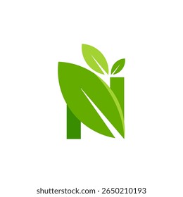 Letter N Leaf Logo, letter N with leaf. tree, spring, floral, field, natural, organic, ecology, herbal,