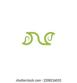 Letra N Leaf. Mínimo, sencillo, moderno para negocios verdes