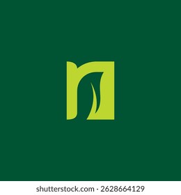 Letra N hoja para el diseño de logotipo natural