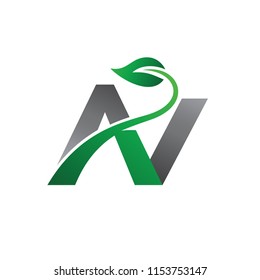 Letter N With Leaf Nature Logo Template