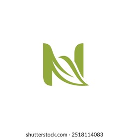 Letter N Leaf Nature Logo Design. N leaf Logo