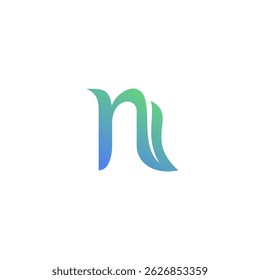 Letra N Diseño simple de la hoja para el logotipo de la naturaleza