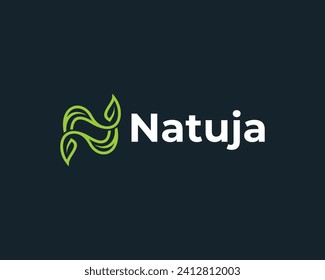 Letter N Leaf Simple Monogram Logo