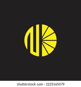 Letter N lemon, fruit geometric symbol simple logo vector