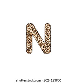 Letter N Leopard Letter Icon , Wild life animal letter N Cheetah Letter Icon. 