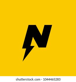 Letter N lightning logo icon design template elements