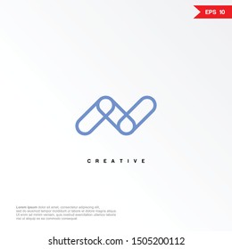 Letter N line abstract logo and icon, vector template.
