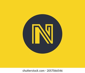 Letter N line art logo design initial concept vector. Letter N in a circle made with lines in line art logo style.