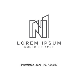 Letter N Line Building Logo Stock Vector (Royalty Free) 1007726089 ...