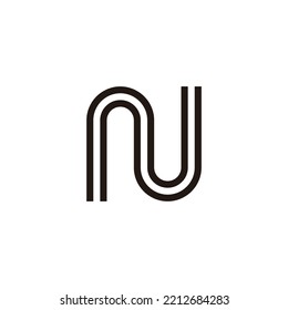 Letter N line, curve geometric symbol simple logo vector