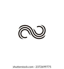 Letter N line curves geometric symbol simple logo vector