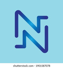 Buchstabe N-Line-Farbverlauf-Logo auf einzeln blauem Hintergrund