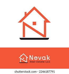 Letter N Line House Real Estate Logo,
the letter N house logo design,
creative Real estate design template with letter N logo concept, House, Building logo design concept - Vector