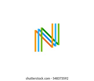 Letter N Line Logo Design Element