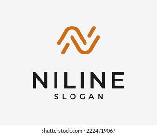 Letra N Tecnología de línea redondeada Desarrollo de solución digital Diseño de logotipo de vectores mínimos modernos