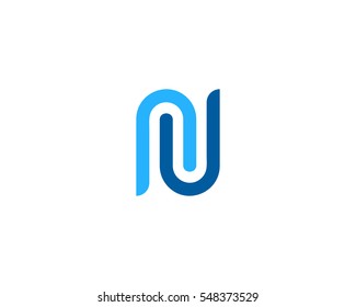 Letter N Line Sync Logo Design Element