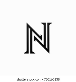 Letter N linear sign vintage logo icon vector design.