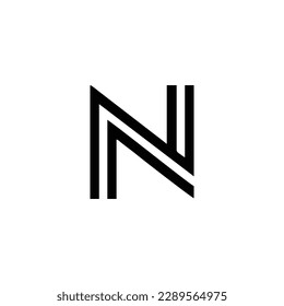 Letter N lines geometric symbol simple logo vector