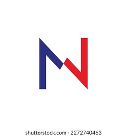 letter n linked arrow simple logo vector 